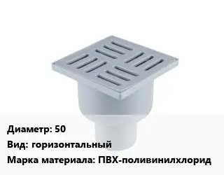 Трап пластиковый 50 горизонтальный ПВХ-поливинилхлорид